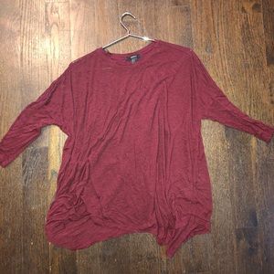 3/4 sleeve burgundy oversized shirt size M